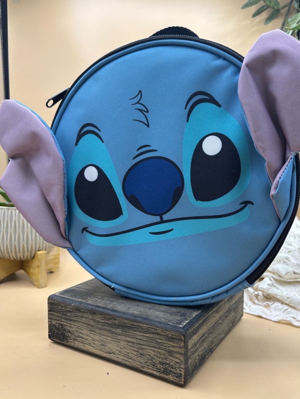Disney Loungefly Stitch Face Insulated Lunch Bag Round Blue 3D Ears